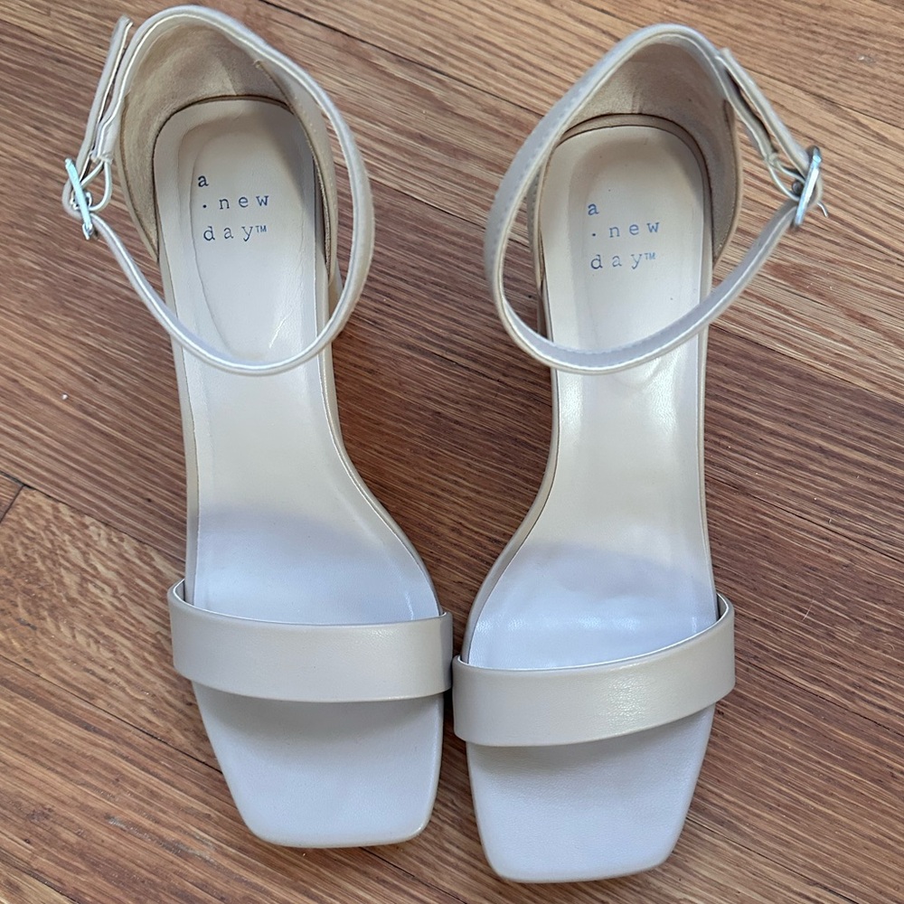 A New Day Women's Beige Heeled Sandals